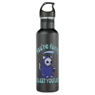 Funny Grim Reaper Cat Halloween Costume 710 Ml Water Bottle