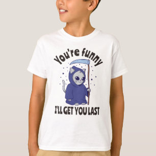 Funny Grim Reaper Cat Halloween Costume T-Shirt