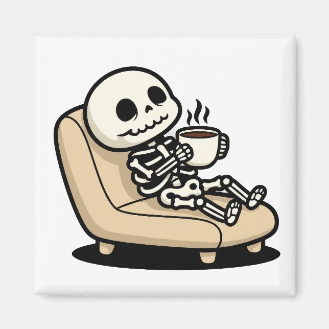 Funny Grim Reaper Drinking Coffee | "Dead Inside"  Magnet (Front)