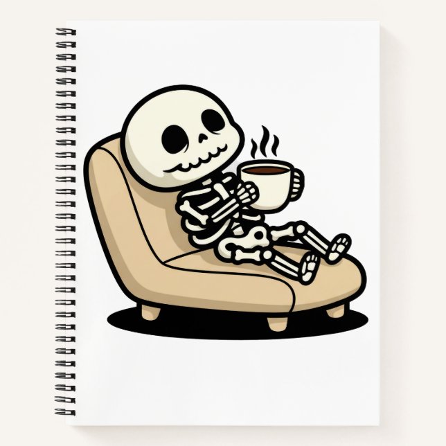 Funny Grim Reaper Drinking Coffee | "Dead Inside"  Notebook (Front)