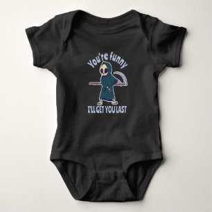 Funny Grim Reaper Skeleton Halloween Costume Baby Bodysuit