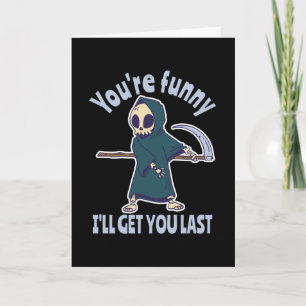 Funny Grim Reaper Skeleton Halloween Costume Card
