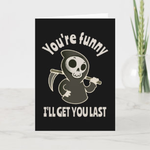 Funny Grim Reaper Skeleton Halloween Costume Card