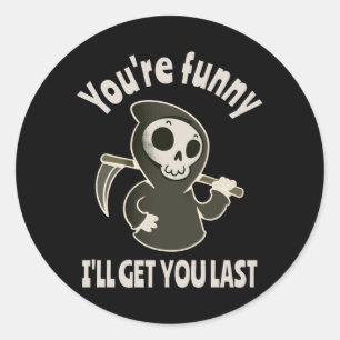 Funny Grim Reaper Skeleton Halloween Costume Classic Round Sticker