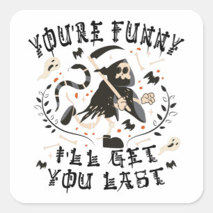 Funny Grim Reaper Skeleton Halloween Costume Square Sticker