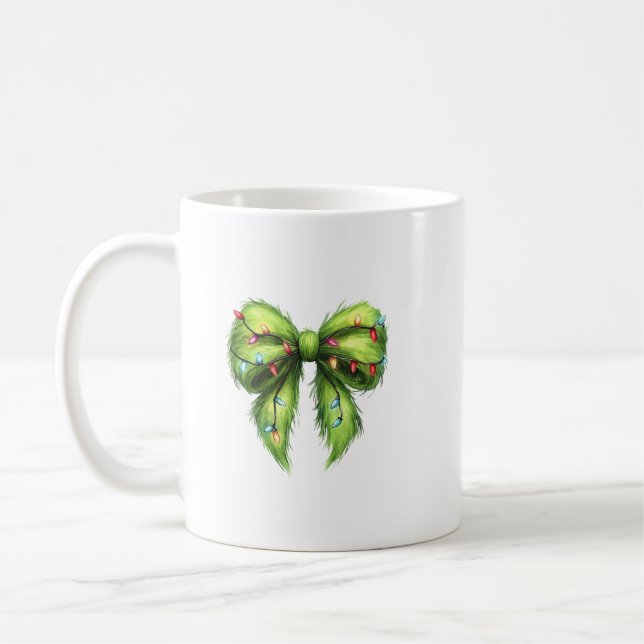 Funny Grinchmas Coquette Bow Coffee Mug (Left)