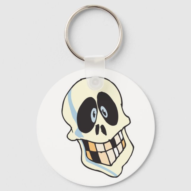 funny grinning skeleton skull key ring (Front)