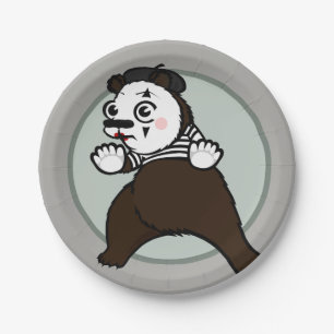 FUNNY GRIZZLY BEAR MIME GRAPHIC PAPER PLATE