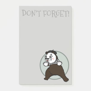 FUNNY GRIZZLY BEAR MIME GRAPHIC POST-IT NOTEPAD
