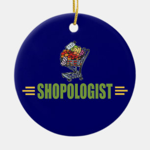 Funny Grocery Shopping Ceramic Ornament