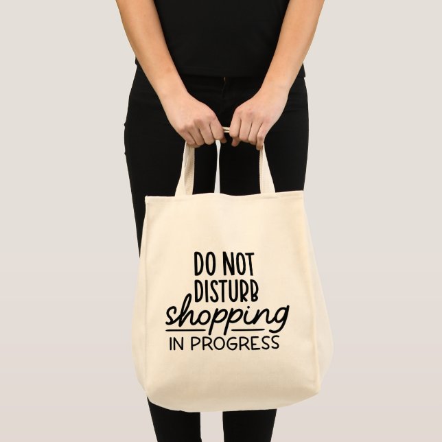 Funny Grocery Shopping Tote, Do not Disturb Design Tote Bag (Front (Product))