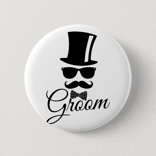 Funny groom  6 cm round badge (Front)