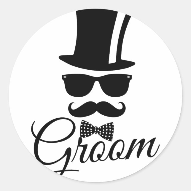 Funny groom classic round sticker (Front)