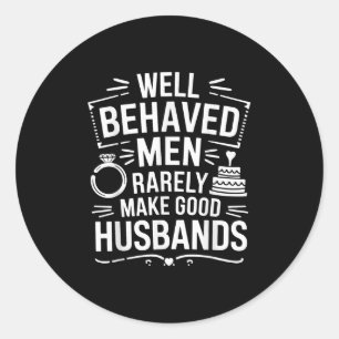 Funny Groom Men Husband Wedding _1  Classic Round Sticker