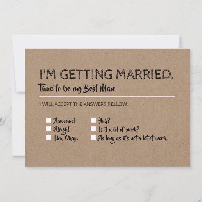 Funny Groomsman Best Man Checklist Proposal Invitation (Front)