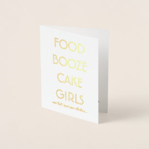 Funny Groomsman or Best Man  FOOD BOOZE CAKE GIRLS Foil Card