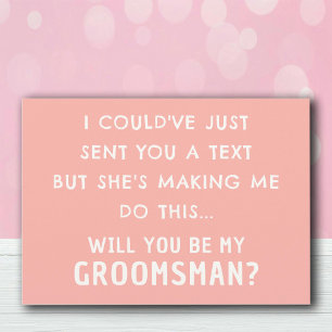 Funny Groomsman Proposal Card Pastel Peach Cards