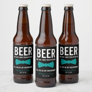 Funny Groomsman Proposal Personalised Beer Bottle Label