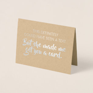 Funny Groomsman Proposal - She Made Me! Foil Card