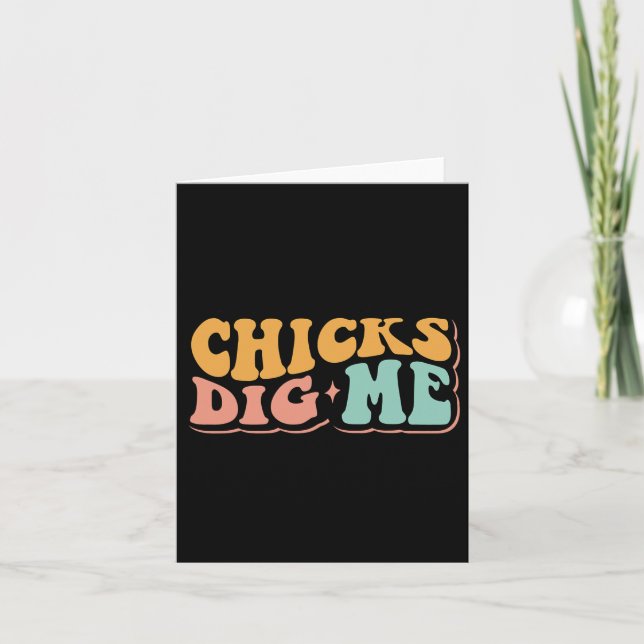 Funny Groovy Chicks Dig Me Happy Easter  Card (Front)