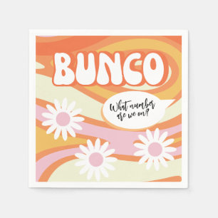 Funny Groovy Orange and Pink Bunco Night Napkin