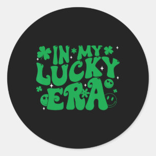 Funny Groovy St Patricks Day Shamrock In My Lucky  Classic Round Sticker