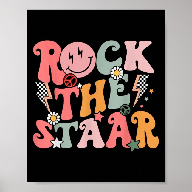 Funny Groovy Testing Day Rock The Staar Motivation Poster (Front)