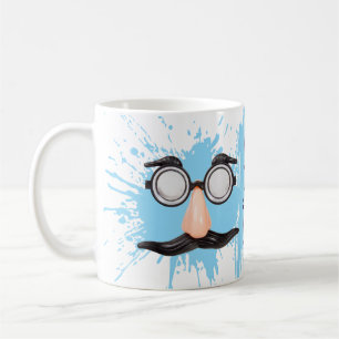 Funny Groucho Glasses Disguise Face Blue Splatter Coffee Mug