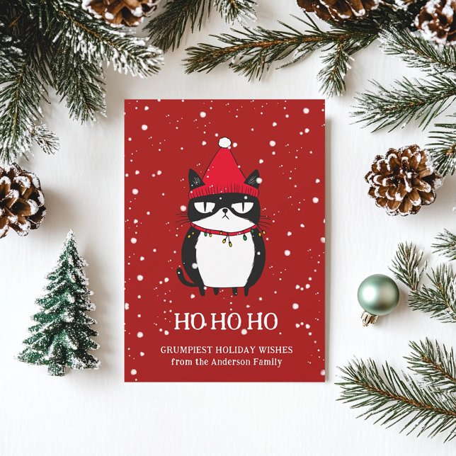 Funny Grouchy Cat Catmas Humour Christmas  Holiday Card (Creator Uploaded)