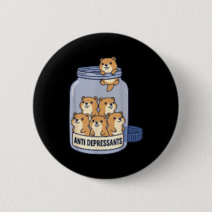 Funny Ground Hog Anti Depressant Jar Zoo Boys Girl 6 Cm Round Badge