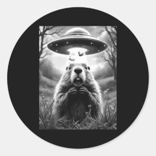 Funny Ground Hog Day Cute Ground Hog Selfie With A Classic Round Sticker