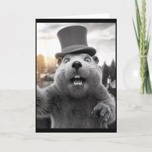 Funny Ground Hog Day Woodchuck Funny Groundhog Sel Card