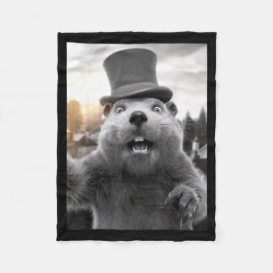 Funny Ground Hog Day Woodchuck Funny Groundhog Sel Fleece Blanket