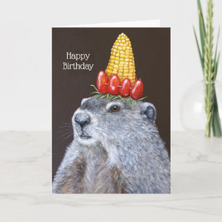 Funny groundhog birthday greeting card