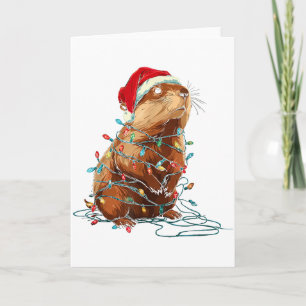 Funny Groundhog Christmas Graphics Animal Lights L Card