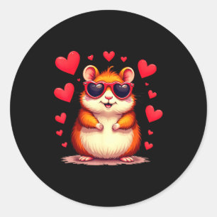 Funny Groundhog Cute Hamster Lover Valentine’s Day Classic Round Sticker