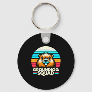 Funny Groundhog Day 2025 Vintage Retro Ground Hog Key Ring