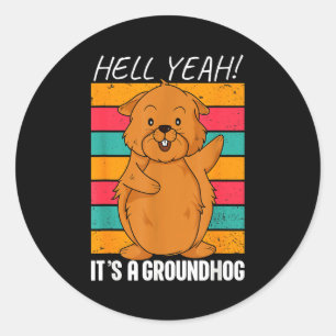 Funny Groundhog Day Cartoon Anime Novelty Graphic  Classic Round Sticker