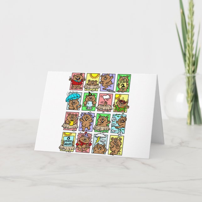 Funny Groundhog Day Cartoons Card (Front)