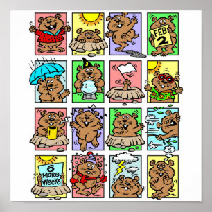 Funny Groundhog Day Cartoons Poster