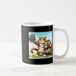 Funny Groundhog Day Cat Taking Selfie With Groundh Coffee Mug