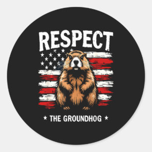 Funny Groundhog Day, Respect The Groundhog Usa Vin Classic Round Sticker