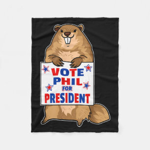 Funny Groundhog Day Shirt - Patriotic Graphic Art Fleece Blanket