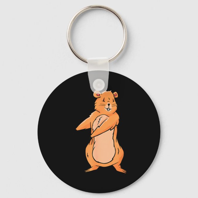 Funny Groundhog Floss Dance Cute Animal Crew Holid Key Ring (Front)