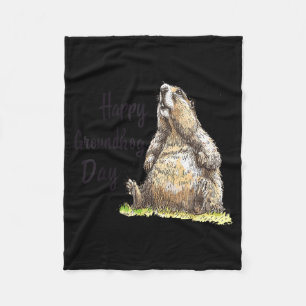 Funny Groundhog Holiday Men Women Kids Happy Groun Fleece Blanket