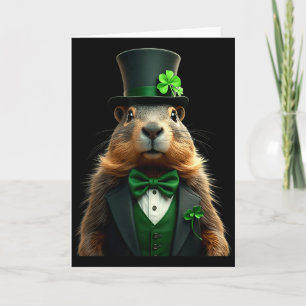 Funny Groundhog Leprechaun Ground Hog Day St Patri Card
