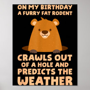 Funny Groundhog On My Birthday A Furry Fat Rodent  Poster