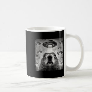 Funny Groundhog Selfie With Alien Ufos Groundhog D Coffee Mug