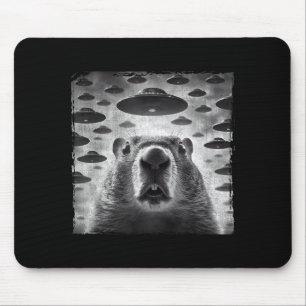 Funny Groundhog Selfie With Alien Ufos Groundhog D Mouse Pad