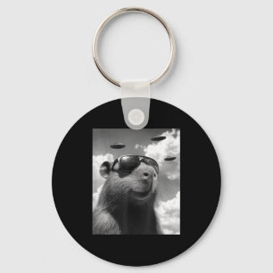 Funny Groundhog Selfie With Ufo Ground Hog Day Key Ring